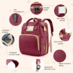 Diaper Bag Backpack, Multifunctional Baby Changing Bag with Foldable Crib & Insulated Milk Bottle Pocket, Large Capacity Travel Backpack with USB Charging Port & Stroller Strap...