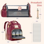 Diaper Bag Backpack, Multifunctional Baby Changing Bag with Foldable Crib & Insulated Milk Bottle Pocket, Large Capacity Travel Backpack with USB Charging Port & Stroller Strap...