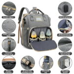 Diaper Bag Backpack, Multifunctional Baby Changing Bag with Foldable Crib & Insulated Milk Bottle Pocket, Large Capacity Travel Backpack with USB Charging Port & Stroller Strap...
