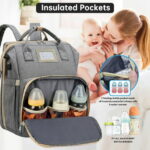 Diaper Bag Backpack, Multifunctional Baby Changing Bag with Foldable Crib & Insulated Milk Bottle Pocket, Large Capacity Travel Backpack with USB Charging Port & Stroller Strap...