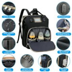 Diaper Bag Backpack, Multifunctional Baby Changing Bag with Foldable Crib & Insulated Milk Bottle Pocket, Large Capacity Travel Backpack with USB Charging Port & Stroller Strap...