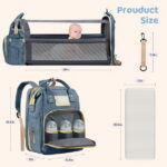 Diaper Bag Backpack, Multifunctional Baby Changing Bag with Foldable Crib & Insulated Milk Bottle Pocket, Large Capacity Travel Backpack with USB Charging Port & Stroller Strap...