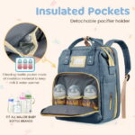 Diaper Bag Backpack, Multifunctional Baby Changing Bag with Foldable Crib & Insulated Milk Bottle Pocket, Large Capacity Travel Backpack with USB Charging Port & Stroller Strap...