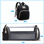 Diaper Bag Backpack, Multifunctional Baby Changing Bag with Foldable Crib & Insulated Milk Bottle Pocket, Large Capacity Travel Backpack with USB Charging Port & Stroller Strap...