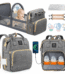 Diaper Bag Backpack, Multifunctional Baby Diaper Bags with Foldable Crib & Changing Station,Large Capacity Portable Travel Back Pack W/ USB Charging Port & Stroller Strap, Baby...