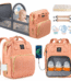 Diaper Bag Backpack, Multifunctional Baby Diaper Bags with Foldable Crib & Changing Station,Large Capacity Portable Travel Back Pack W/ USB Charging Port & Stroller Strap, Baby...