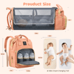 Diaper Bag Backpack, Multifunctional Baby Diaper Bags with Foldable Crib & Changing Station,Large Capacity Portable Travel Back Pack W/ USB Charging Port & Stroller Strap, Baby...