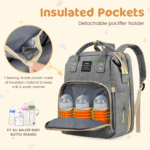 Diaper Bag Backpack, Multifunctional Baby Diaper Bags with Foldable Crib & Changing Station,Large Capacity Portable Travel Back Pack W/ USB Charging Port & Stroller Strap, Baby...