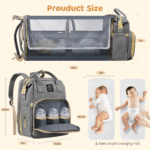 Diaper Bag Backpack, Multifunctional Baby Diaper Bags with Foldable Crib & Changing Station,Large Capacity Portable Travel Back Pack W/ USB Charging Port & Stroller Strap, Baby...