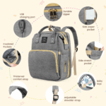 Diaper Bag Backpack, Multifunctional Baby Diaper Bags with Foldable Crib & Changing Station,Large Capacity Portable Travel Back Pack W/ USB Charging Port & Stroller Strap, Baby...