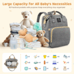 Diaper Bag Backpack, Multifunctional Baby Diaper Bags with Foldable Crib & Changing Station,Large Capacity Portable Travel Back Pack W/ USB Charging Port & Stroller Strap, Baby...