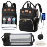 Diaper Bag Backpack, Portable Baby Bag with Changing Station, Large Capacity Baby Diaper Bags w/ Stroller Straps & Insulated Pockets, Multipurpose Waterproof Travel Backpack...