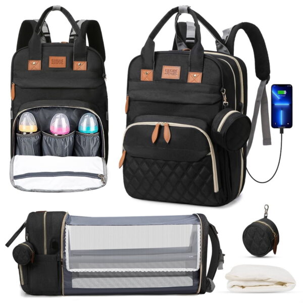 Diaper Bag Backpack, Portable Baby Bag with Changing Station, Large Capacity Baby Diaper Bags w/ Stroller Straps & Insulated Pockets, Multipurpose Waterproof Travel Backpack...