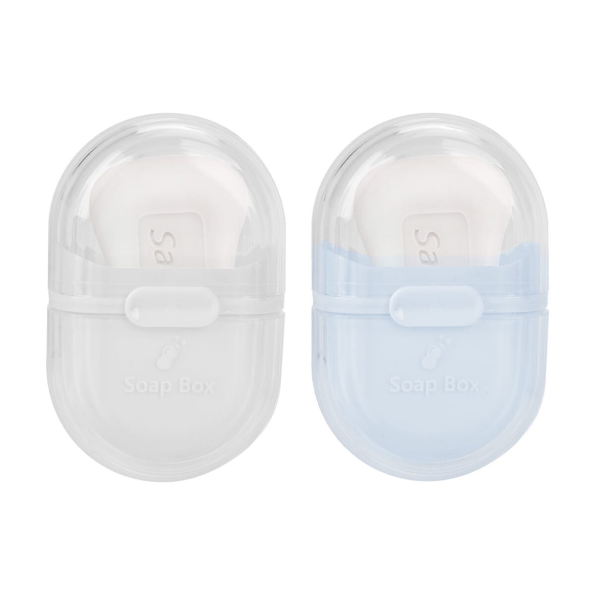 DODAMOUR 2 Pack Travel Soap Case, Portable Soap Container with Lid, Plastic Leakproof Bar Soap Holder Dish for Traveling, Camping, Gym, Bathroom (White, Blue)