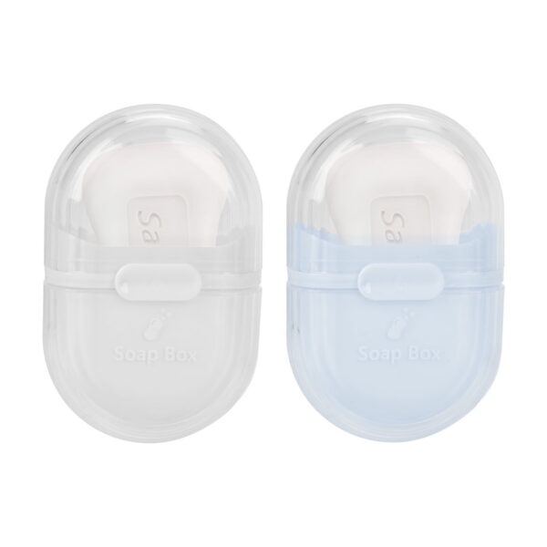 DODAMOUR 2 Pack Travel Soap Case, Portable Soap Container with Lid, Plastic Leakproof Bar Soap Holder Dish for Traveling, Camping, Gym, Bathroom (White, Blue)