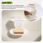 Double Soap Dish Strong Suction Holder Cup Tray for Shower Bathroom (White)