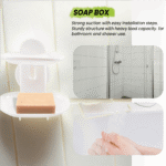 Double Soap Dish Strong Suction Holder Cup Tray for Shower Bathroom (White)