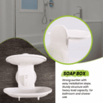 Double Soap Dish Strong Suction Holder Cup Tray for Shower Bathroom (White)