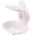 Double Soap Dish Strong Suction Holder Cup Tray for Shower Bathroom (White)
