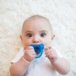 Dr. Brown's Happy Paci 100% Silicone Baby Pacifier, Age 0-6 Months, Blue, BPA Free, 3 Pack