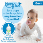Dr. Brown's HappyPaci 100% Silicone Baby Pacifier 0-6m, BPA Free, White, Pink, Light Pink, 3 Pack