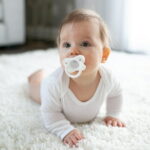 Dr. Brown's HappyPaci 100% Silicone Baby Pacifier, One-Piece, White/Blue/Light Blue, 0-6m, 3 Pack