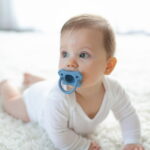 Dr. Brown's HappyPaci 100% Silicone Baby Pacifier, One-Piece, White/Blue/Light Blue, 0-6m, 3 Pack