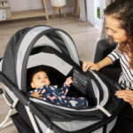 Dream On Me Karley Bassinet in Black, Quick Fold and Easy to Carry, Large Storage Basket