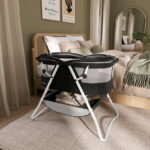 Dream On Me Karley Bassinet in Black, Quick Fold and Easy to Carry, Large Storage Basket