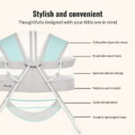 Dream On Me Karley Bassinet in Blue and Grey, Quick Fold and Easy to Carry, Large Storage Basket