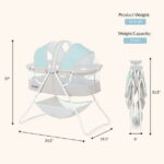 Dream On Me Karley Bassinet in Blue and Grey, Quick Fold and Easy to Carry, Large Storage Basket