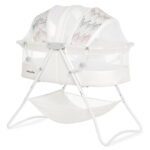 Dream On Me Karley Bassinet in Dove White, Quick Fold and Easy to Carry, Large Storage Basket