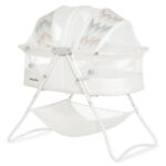 Dream On Me Karley Bassinet in Dove White, Quick Fold and Easy to Carry, Large Storage Basket