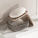 EARKITY Soap Holder, Travel Soap Case, Soap Dish with Lid, Soap Box with Removable Draining Layer, Portable Soap Container for Bathroom, Gym, Camping, Traveling, Hiking