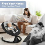Electric Baby Swing, Bioby Infant Swing Rocker with Remote Control, 5 Sway Speeds, Bluetooth Music, Black