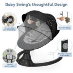 Electric Baby Swing, Bioby Infant Swing Rocker with Remote Control, 5 Sway Speeds, Bluetooth Music, Black