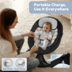 Electric Baby Swing, Bioby Infant Swing Rocker with Remote Control, 5 Sway Speeds, Bluetooth Music, Black