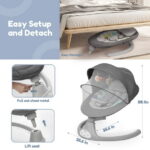 Electric Baby Swing, Bioby Infant Swing Rocker with Remote Control, 5 Sway Speeds, Bluetooth Music, Grey