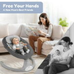 Electric Baby Swing, Bioby Infant Swing Rocker with Remote Control, 5 Sway Speeds, Bluetooth Music, Grey