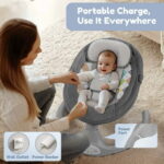 Electric Baby Swing, Bioby Infant Swing Rocker with Remote Control, 5 Sway Speeds, Bluetooth Music, Grey
