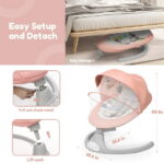 Electric Baby Swing, Bioby Infant Swing Rocker with Remote Control, 5 Sway Speeds, Bluetooth Music, Pink