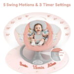 Electric Baby Swing, Bioby Infant Swing Rocker with Remote Control, 5 Sway Speeds, Bluetooth Music, Pink