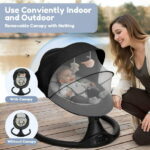 Electric Baby Swing, Bioby Infant Swing Rocker with Remote Control, 5 Sway Speeds, Bluetooth Music, Black