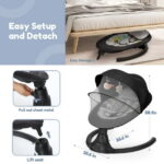 Electric Baby Swing, Bioby Infant Swing Rocker with Remote Control, 5 Sway Speeds, Bluetooth Music, Black