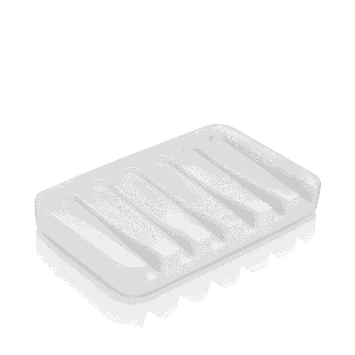 Essentra Home Matte White Self-Draining Rectangular Soap Dish