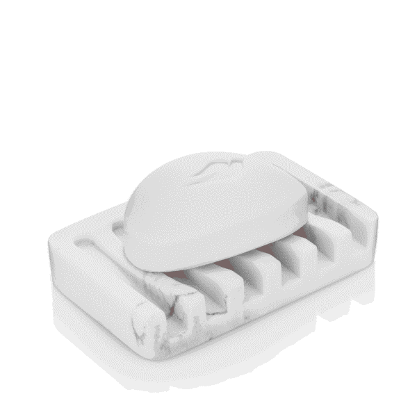 Essentra Home Rectangular Self-Draining Soap Dish, Modern Soap Holder - Blanc Collection
