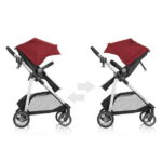 Evenflo Omni Plus Modular Travel System with LiteMax Sport Rear-Facing Infant Car Seat, Hyperion Red, 22lb