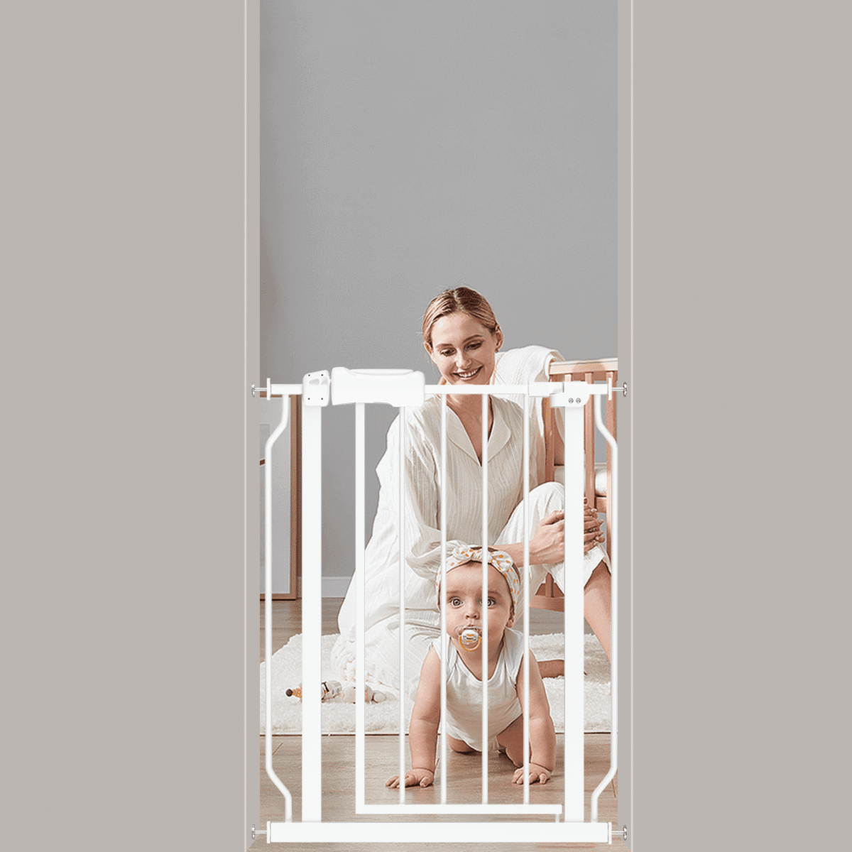 Fairy Baby 23.9-28.9" Narrow Baby Safety Gate for Doorway Black Metal Gate