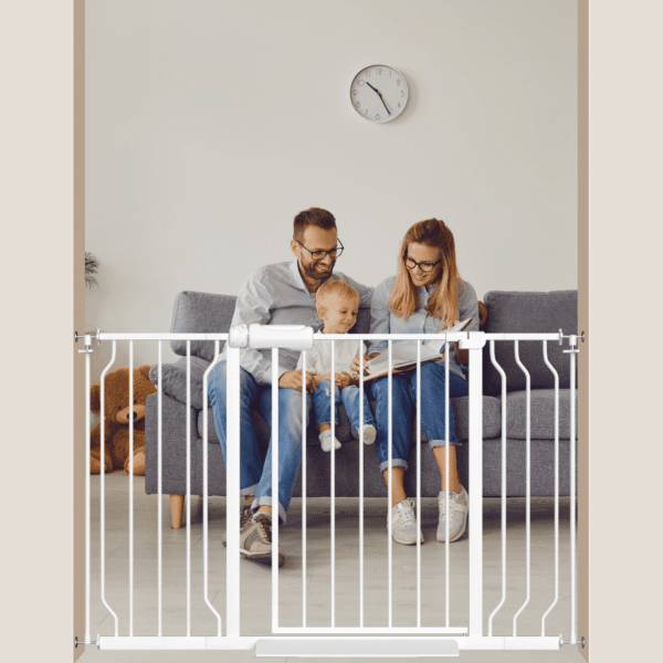 Fairy Baby 28.9-47.9" Extra Wide Baby Safety Gate Walk Thru White Metal Gate