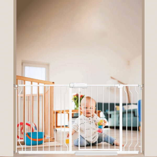 Fairy Baby 47.9-56.9" Extra Wide Baby Safety Gate Walk Thru White Metal Gate